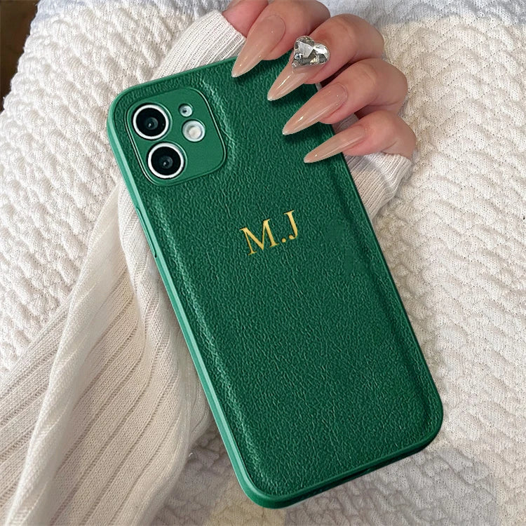 Custom Initials Leather Phone Case