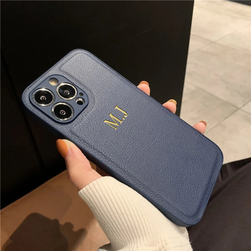Custom Initials Leather Phone Case